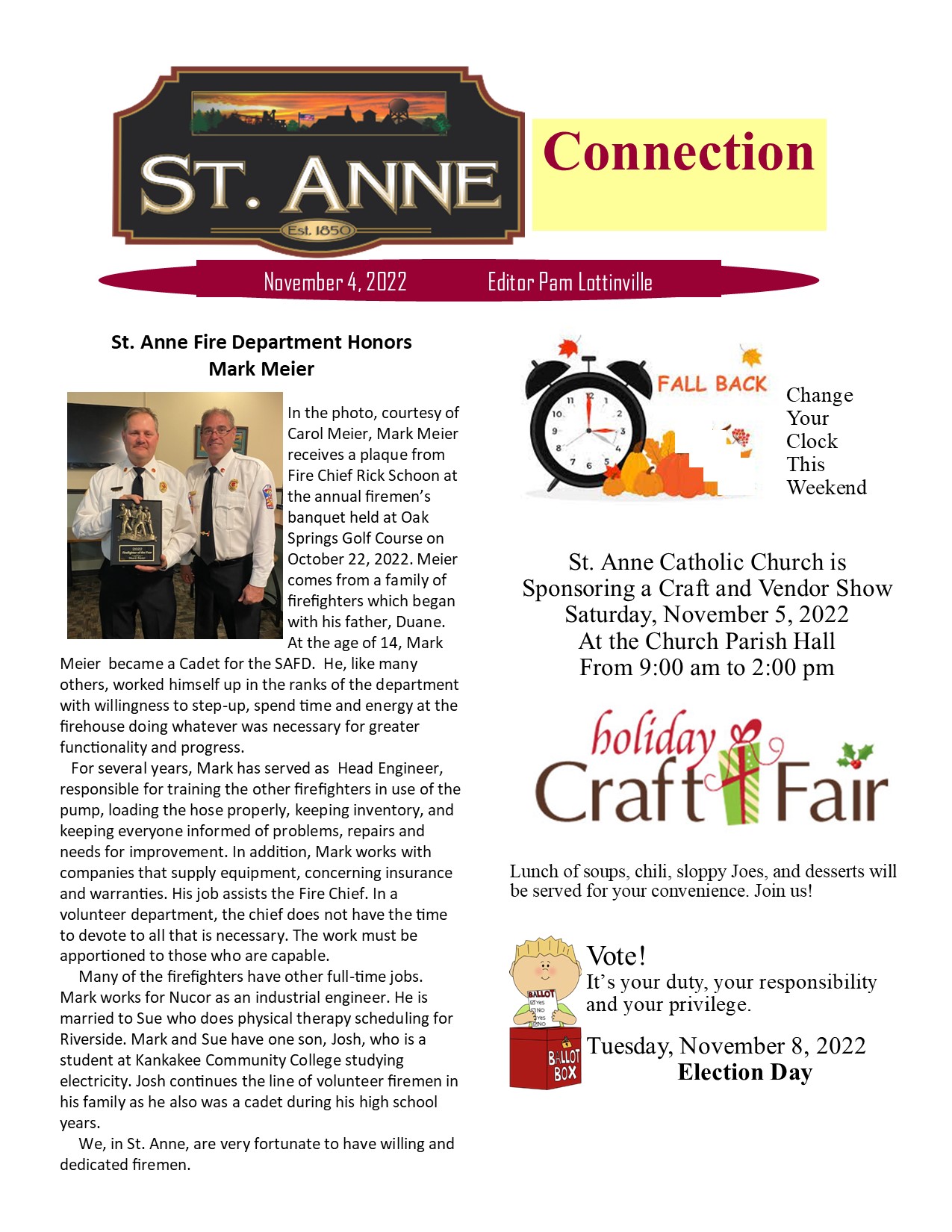 Connections, November 4th, 2022 Village of St. Anne, IL